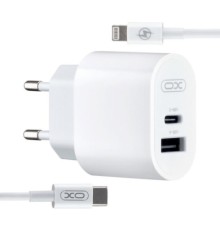 Зарядний пристрій XO L97 (1Type-C/1USB/2.4A) + Type-C - Lightning White (XO-L97-LG)