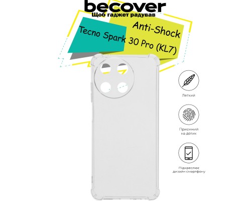 Чохол до мобільного телефона BeCover Anti-Shock Tecno Spark 30 Pro (KL7) Clear (713155)