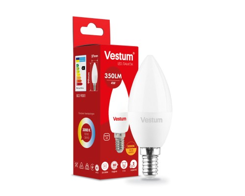 Лампочка Vestum LED C37 4W 3000K 220V E14 (1-VS-1308)