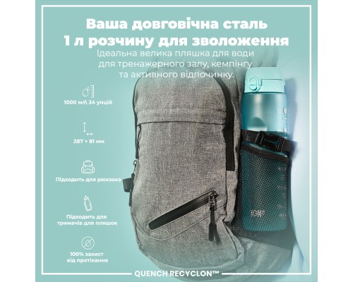 Пляшка для води ION8 OneTouch Times To Drink 1000 мл BPA Free, Sonic Blue (I8RF1000PBMOT2)