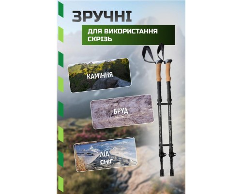 Трекінгові палиці PowerPlay 9107 Friluftsliv Black/White 80-135 см (PP_9107_FRILUFTSLIV)