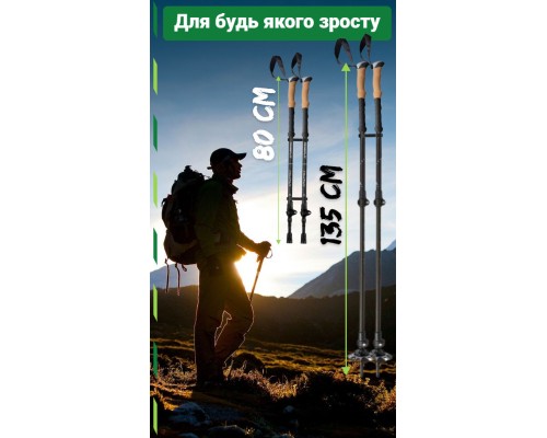 Трекінгові палиці PowerPlay 9107 Friluftsliv Black/White 80-135 см (PP_9107_FRILUFTSLIV)