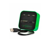 Концентратор Voltronic USB 2.0 to 3xUSB 2.0 + SD/MMC/TF/M2 green/black (CUB3-GB)