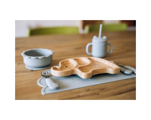 Тарілка дитяча FreeON Bear, силіконова grey (46323)