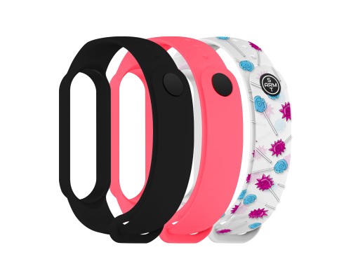 Ремінець до фітнес браслета Armorstandart комплект 3шт Xiaomi Mi Band 7/6/5 RM Candy (ARM77049)
