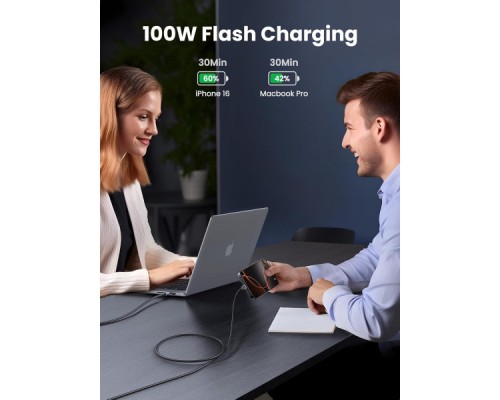 Дата кабель USB-C to USB-C 3.0m 100W L512 gray UGREEN (45065)