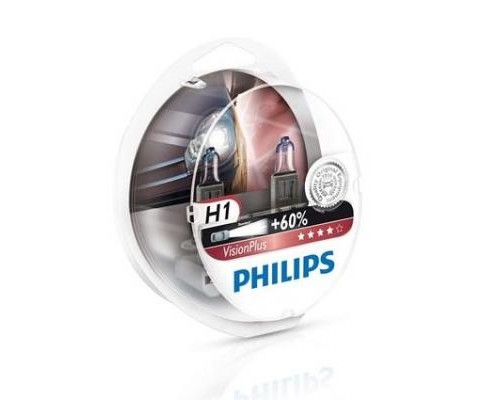 Автолампа Philips H1 VisionPlus, 2шт (12258VPS2)