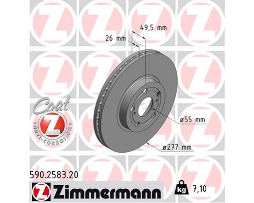 Гальмівний диск ZIMMERMANN 590.2583.20