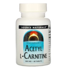 Вітамінно-мінеральний комплекс Source Naturals Ацетил-L-Карнітин 500 мг, Acetyl L-Carnitine, 60 таблеток (SNS-00499)