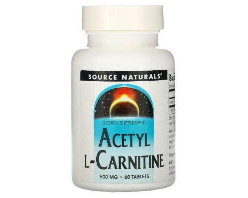 Вітамінно-мінеральний комплекс Source Naturals Ацетил-L-Карнітин 500 мг, Acetyl L-Carnitine, 60 таблеток (SNS-00499)
