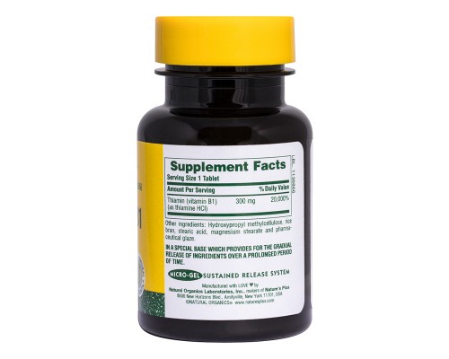 Вітамін Natures Plus Вітамін В1 (тіамін), Nature's Plus, 300 мг, 90 таблеток (NAP-01605) Вітамін Natures Plus Вітамін В1 (тіамін), Nature's Plus, 300 мг, 90 таблеток (NAP-01605)