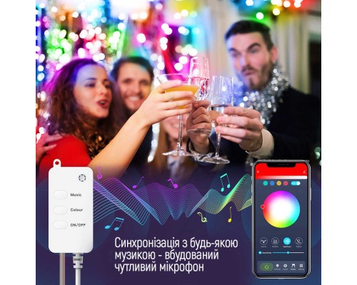 Гірлянда ColorWay Smart LED RGB WiFi+Bluetooth 10M 60LED IP65 (CW-GS-60L10UMC)