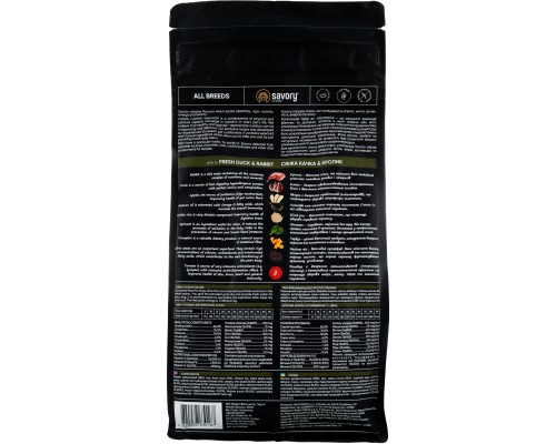 Сухий корм для собак Savory Adult All Breeds rich in Fresh Duck and Rabbit 1 кг (4820232630167)