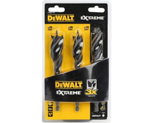 Набір свердл DeWALT по дереву EXTREME IMPACT, спіральні 3 шт, блістер (DT90237)