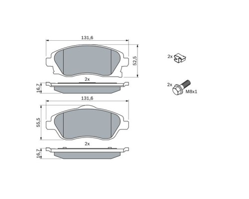 Гальмівні колодки Bosch 0 986 424 527