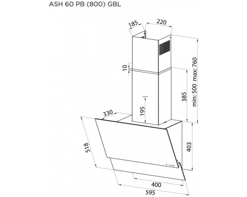 Витяжка кухонна Pyramida ASH 60 PB (800) XGBL