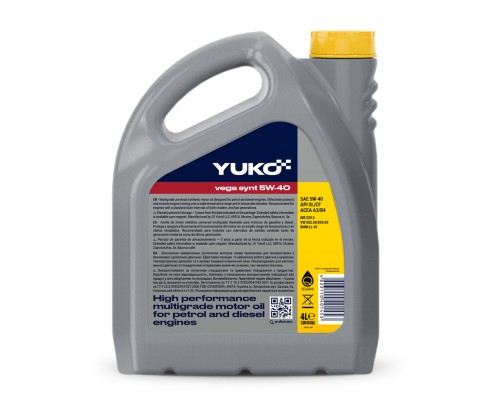 Моторна олива Yuko VEGA SYNT 5W-40 4л (4823110401453)