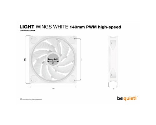 Кулер до корпусу Be quiet! Light Wings White 140mm PWM high-speed (BL103)