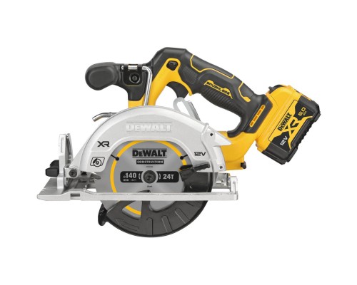 Дискова пила DeWALT 12В XR Li-lon безщіткова, диск 140х20 мм, 2x5Ah, кейс TSTAK (DCS512P2)