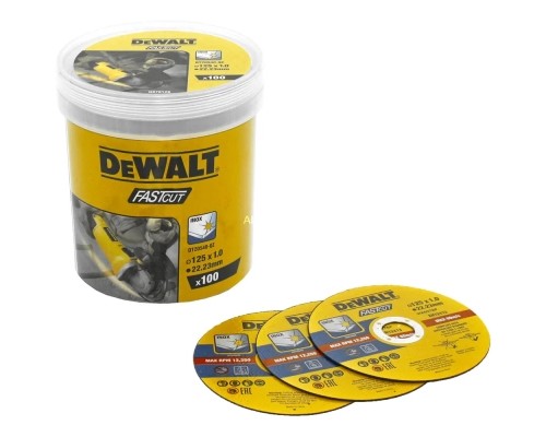 Круг відрізний DeWALT FASTCUT, нержавіюча сталь/листовий метал, 125x1x22, 23 мм, 100 шт (DT20540)
