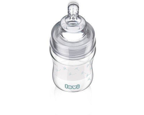 Пляшечка для годування Lovi Diamond Glass Botanic скляна 150 мл Світло-синя (74/105)