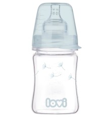 Пляшечка для годування Lovi Diamond Glass Botanic скляна 150 мл Світло-синя (74/105)