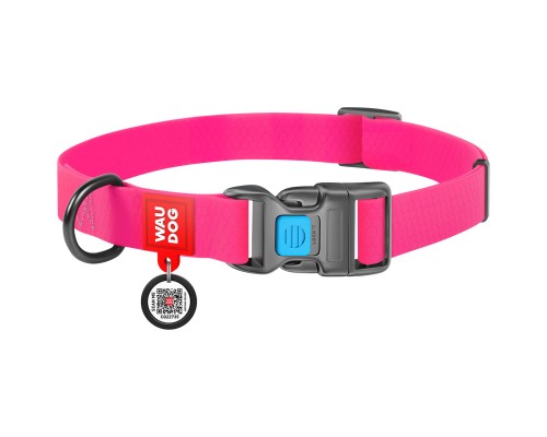 Нашийник для тварин WAUDOG Waterproof з QR паспортом Ш 20 мм Д 28-40 см рожевий (27457)