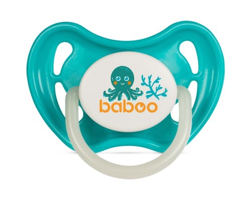 Пустушка Baboo Sea Life латексна, світиться в темряві, 0+ (бірюзова) (5-043)