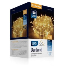 Гірлянда ColorWay LED 200 20м (8 функцій) теплий колір USB (CW-G-200L20U)