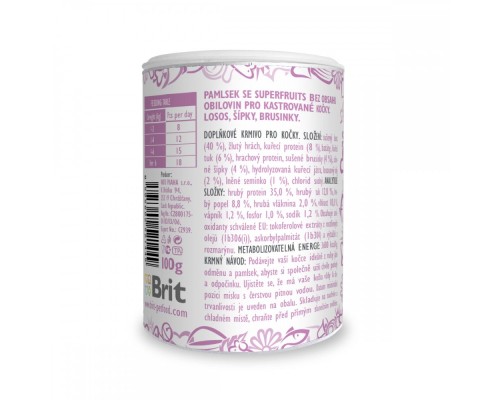 Ласощі для котів Brit Care Cat Snack Superfruits Salmon 100 г (8595602521449)