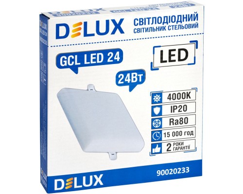 Світильник Delux GCL LED 24 4000К 24Вт 230В SQUARE (90020233)
