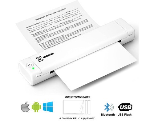 Принтер чеків UKRMARK M08-WT А4, Bluetooth, USB, білий (900883)