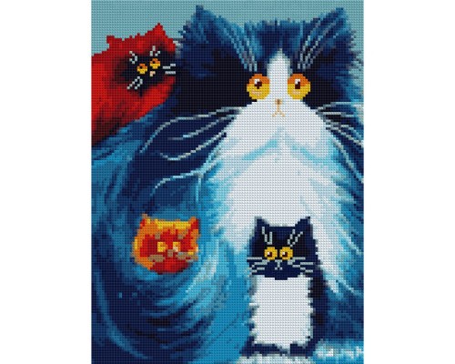 Картина по номерам Santi Пухнасті котики 30*40 см алмазна мозаїка (954710)