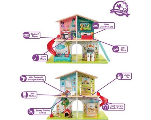 Ігровий набір Hape Ляльковий будинок з гіркою, меблями та аксесуарами (E3411)