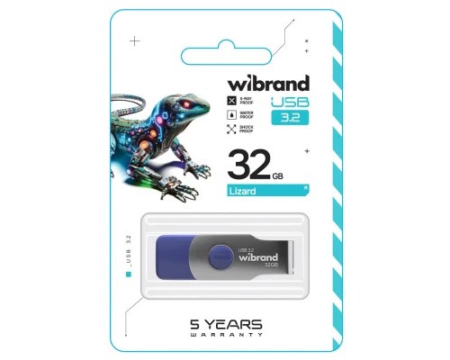 USB флеш накопичувач Wibrand 32GB Lizard Light Blue USB 3.2 Gen 1 (USB 3.0) (WI3.2/LI32P9LU) 