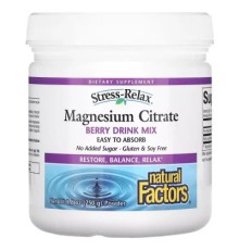 Мінерали Natural Factors Магній цитрат у порошку, смак ягід, Stress-Relax, Magnesium Citrate, 25 (NFS-03540)
