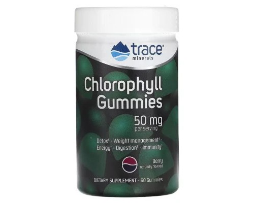 Трави Trace Minerals Хлорофіл, 50 мг, смак ягід, Chlorophyll Gummies, 60 жувальних ко (TMR-00704)