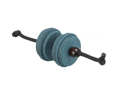 Іграшка для котів Trixie Гантель на струні CityStyle Фетр/дерево Сірий/чорний 13 см (4011905411323)