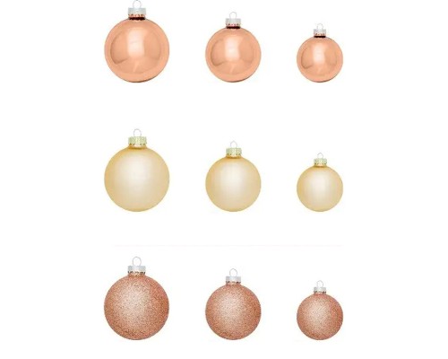 Ялинкова іграшка House Of Seasons Скляні кульки 26 шт D7 см D6 см D5 см Рожеві (8718861800548)