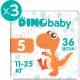 Підгузки Dino Baby Розмір 5 (11-25 кг) 108 шт (3 пачки по 36 шт) (2000998941246)