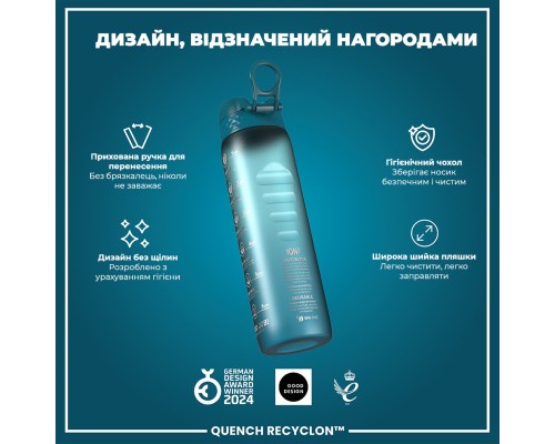 Пляшка для води ION8 OneTouch Times To Drink 1000 мл BPA Free, Teal & Blue (I8RF1000PTBMOT)