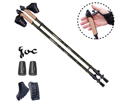 Палиці для скандинавської ходи PowerPlay 9105 Sisu Black/Gold 80-135 см (PP_9105_SISU)