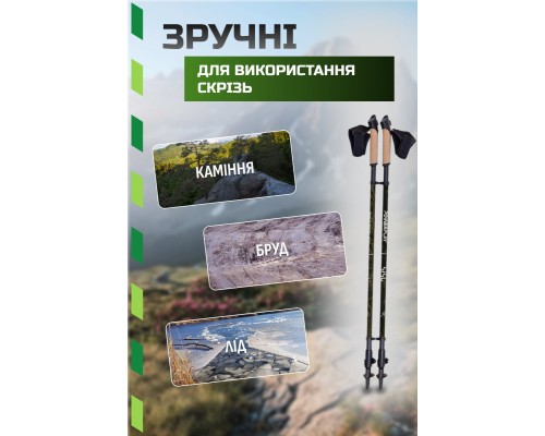 Палиці для скандинавської ходи PowerPlay 9105 Sisu Black/Gold 80-135 см (PP_9105_SISU)