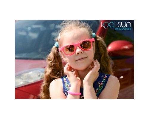 Дитячі сонцезахисні окуляри Koolsun Wave, 3-10 років, неоново-рожеві (KS-WANP003)