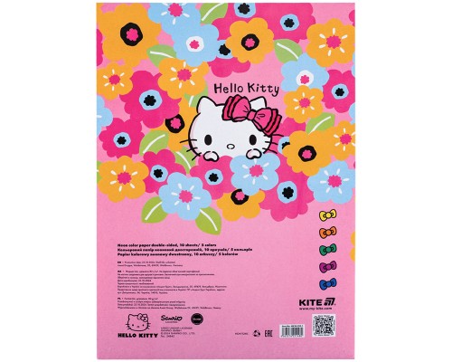 Кольоровий папір Kite А4 неоновий Hello Kitty (10 аркушів/ 5 кольорів) (HK24-252-1)