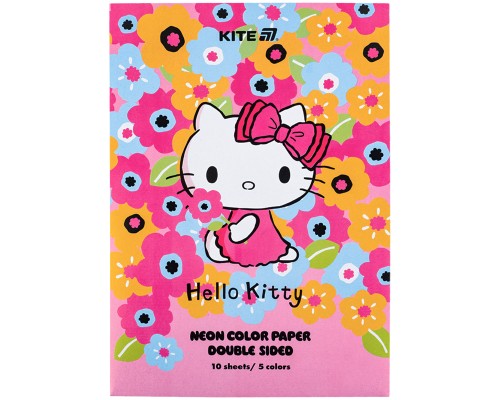 Кольоровий папір Kite А4 неоновий Hello Kitty (10 аркушів/ 5 кольорів) (HK24-252-1)