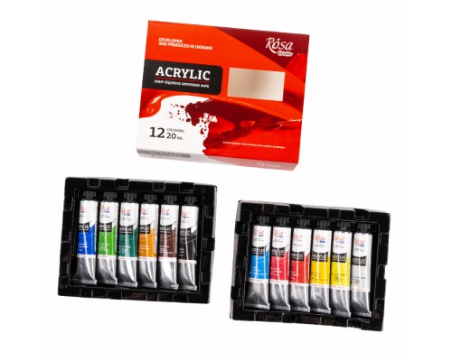 Акрилові фарби Rosa Studio 12*20мл, блістер (4823098538080)