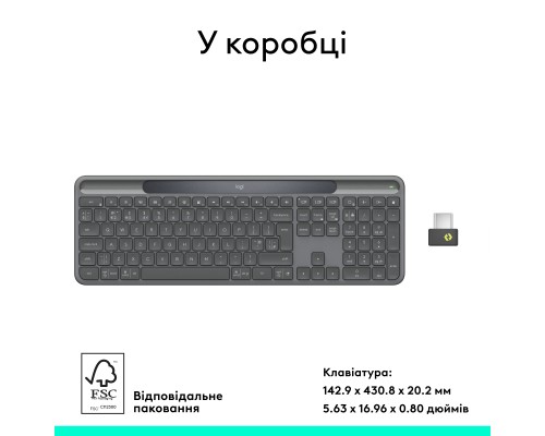 Клавіатура Logitech Slim Solar+ for Business Wireless/Bluetooth Graphite (920-013779)