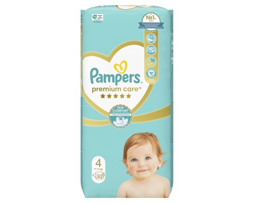 Підгузки Pampers Premium Care Maxi Розмір 4 (9-14 кг) 52 (4015400278818)