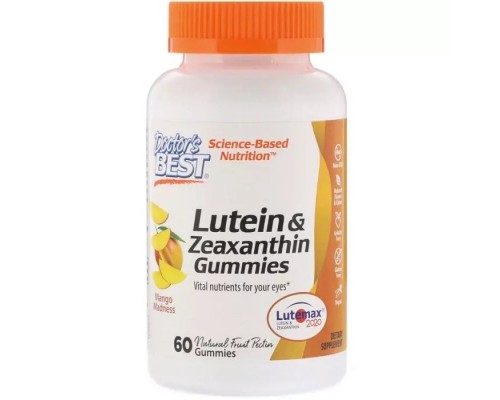 Антиоксидант Doctor's Best Зеаксантин і Лютеин, Lutein & Zeaxanthin, смак манго, 60 жел (DRB-00512) Антиоксидант Doctor's Best Зеаксантин і Лютеин, Lutein & Zeaxanthin, смак манго, 60 жел (DRB-00512)